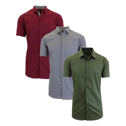 Men's 3-Pack Short Sleeve Dress Shirts (S-5XL) GalaxybyHarvic Men's 3-Pack Short Sleeve Dress Shirts (S-5XL) GalaxybyHarvic