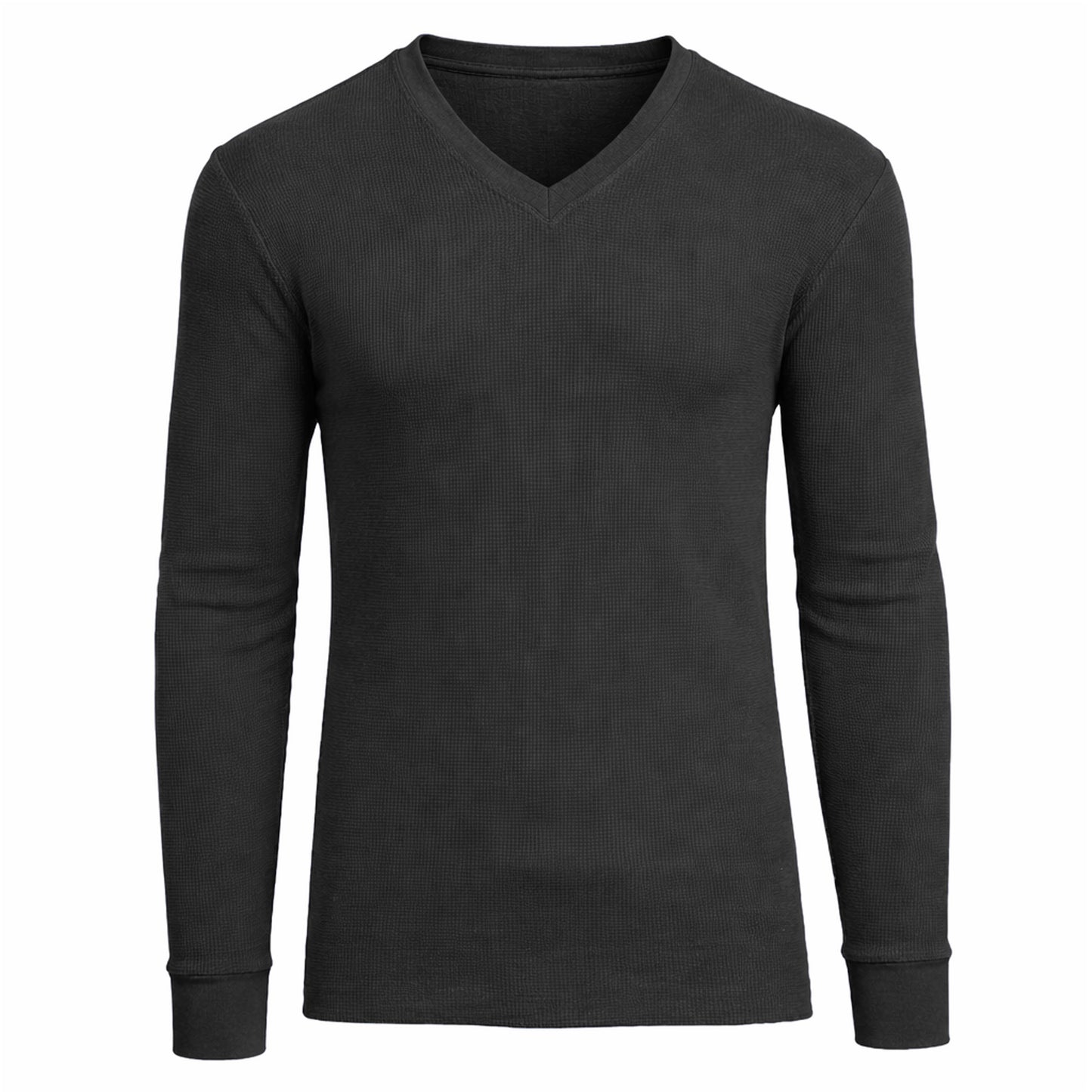 Men’s Long Sleeve Waffle Knit Thermal Shirt – V-Neck, Modern Fit, Warm Layering Top