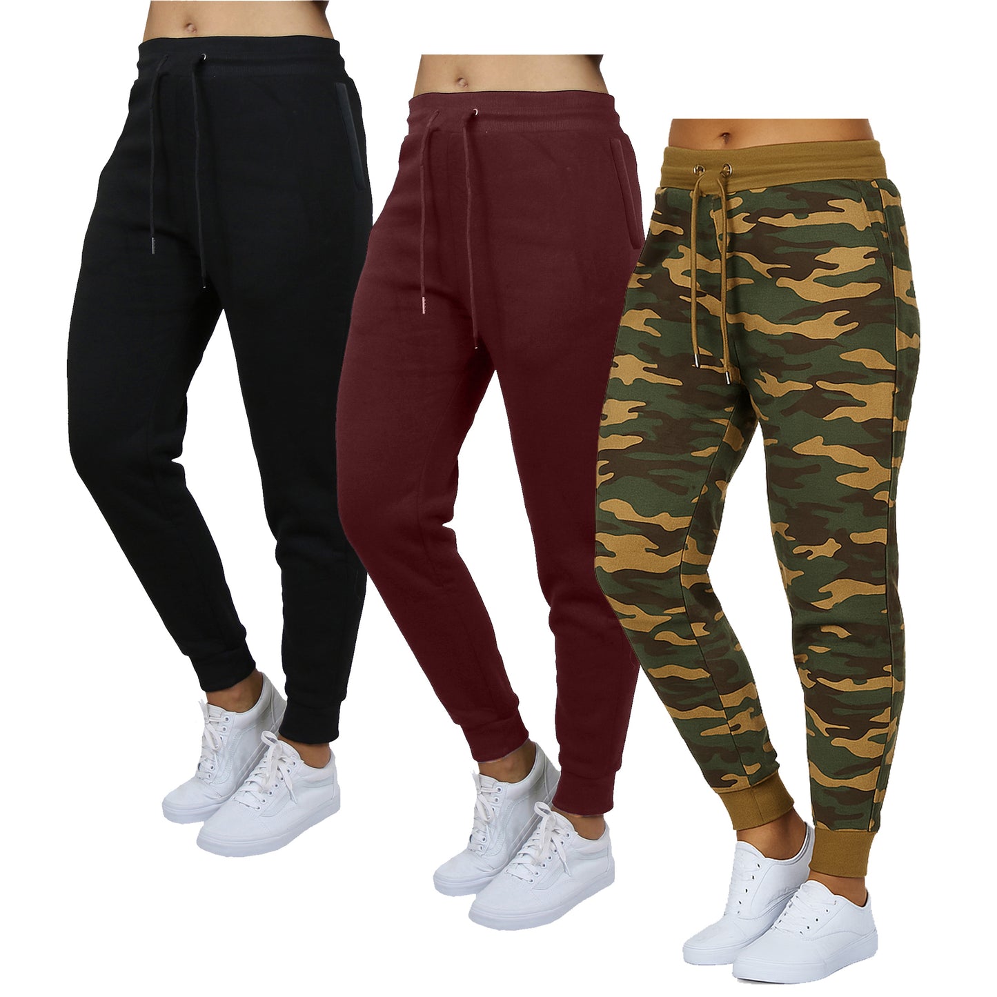Galaxy by Harvic 3-Pack Women's Loose Fit Fleece Jogger Sweatpants (S-3XL)
