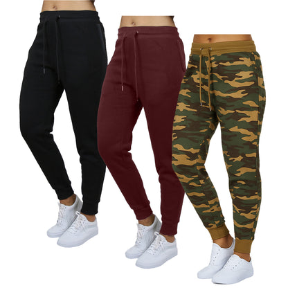 Galaxy by Harvic 3-Pack Women's Loose Fit Fleece Jogger Sweatpants (S-3XL)