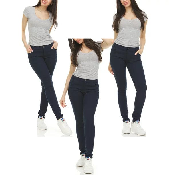 3-Pack Women's Super Stretchy Skinny 5-Pocket Uniform Soft Chino Pants - GalaxybyHarvic