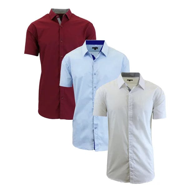Men's 3-Pack Short Sleeve Dress Shirts (S-5XL) - GalaxybyHarvic