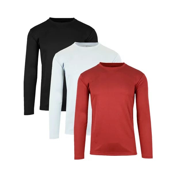 Camiseta sin etiqueta con cuello redondo y manga larga que absorbe la humedad para hombre (tallas S-2XL) 