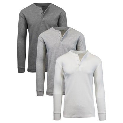 3-Pack Mens Long Sleeve Henley Thermal Tee (S-3XL) - GalaxybyHarvic