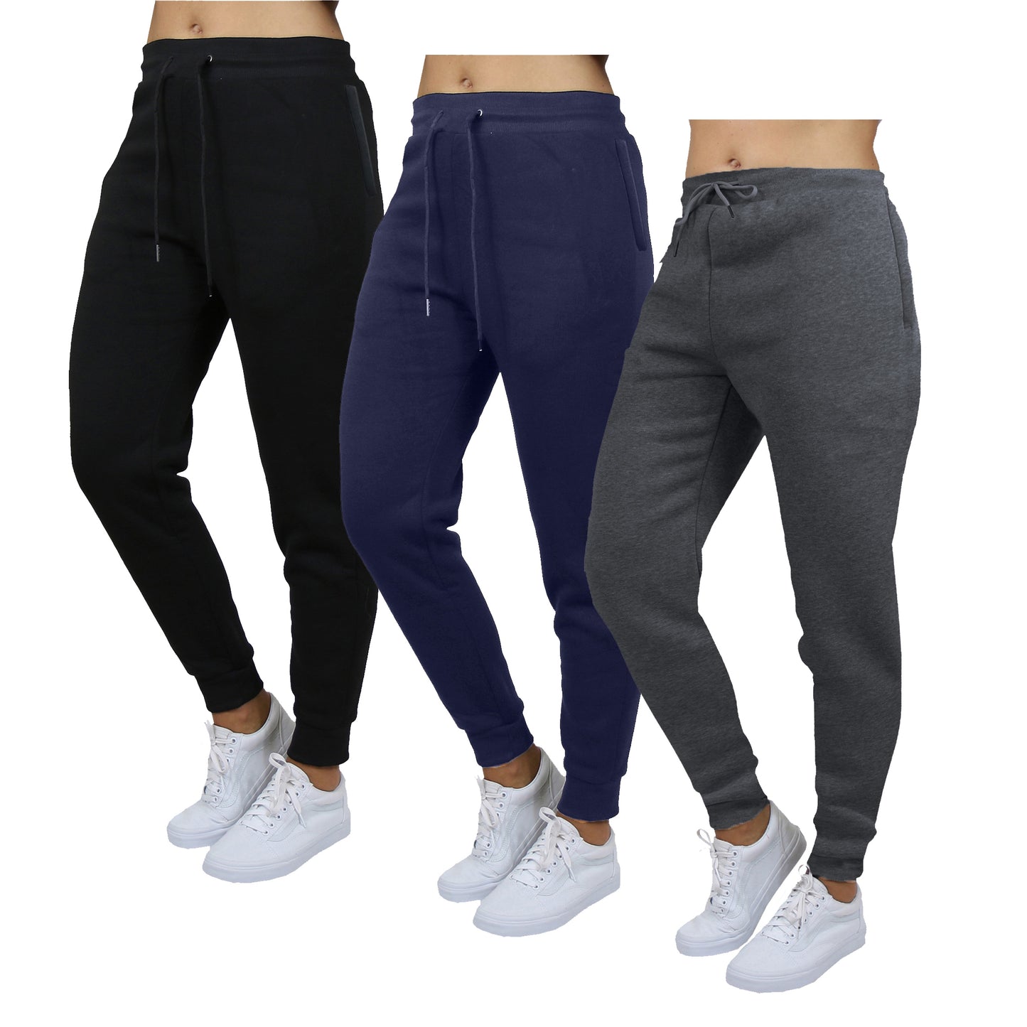 Galaxy by Harvic 3-Pack Women's Loose Fit Fleece Jogger Sweatpants (S-3XL)