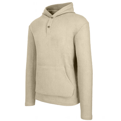 Men's Waffle Knit Thermal Pullover Hoodie (S-3XL)
