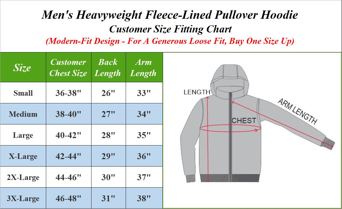 3-Pack Mens Heavyweight Fleece Lined Pullover Hoodie 3 Pack (S-2XL)