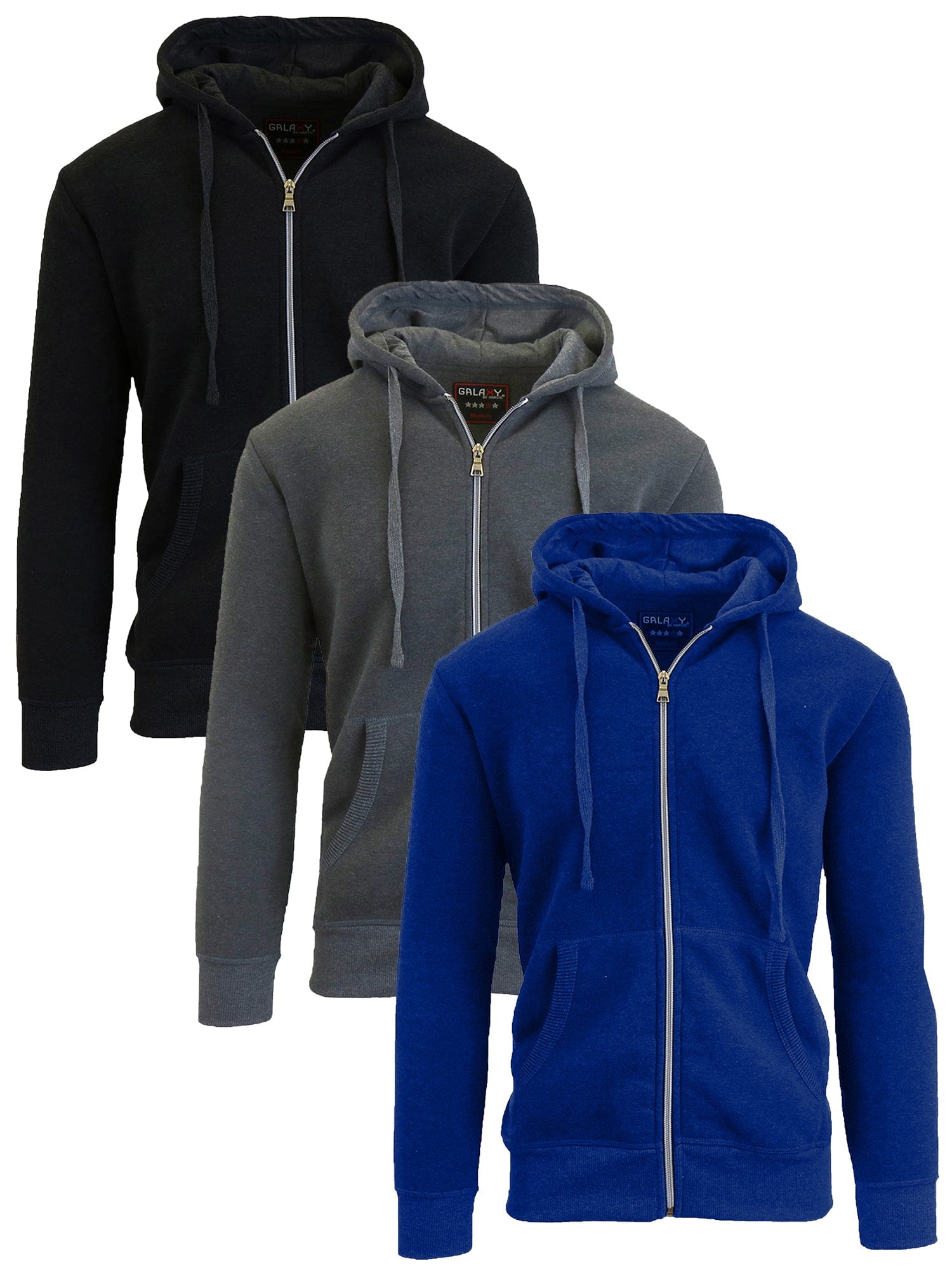 3-Pack Galaxy By Harvic Boy's Fleece-Lined Zip Hoodie (S-XL) - GalaxybyHarvic