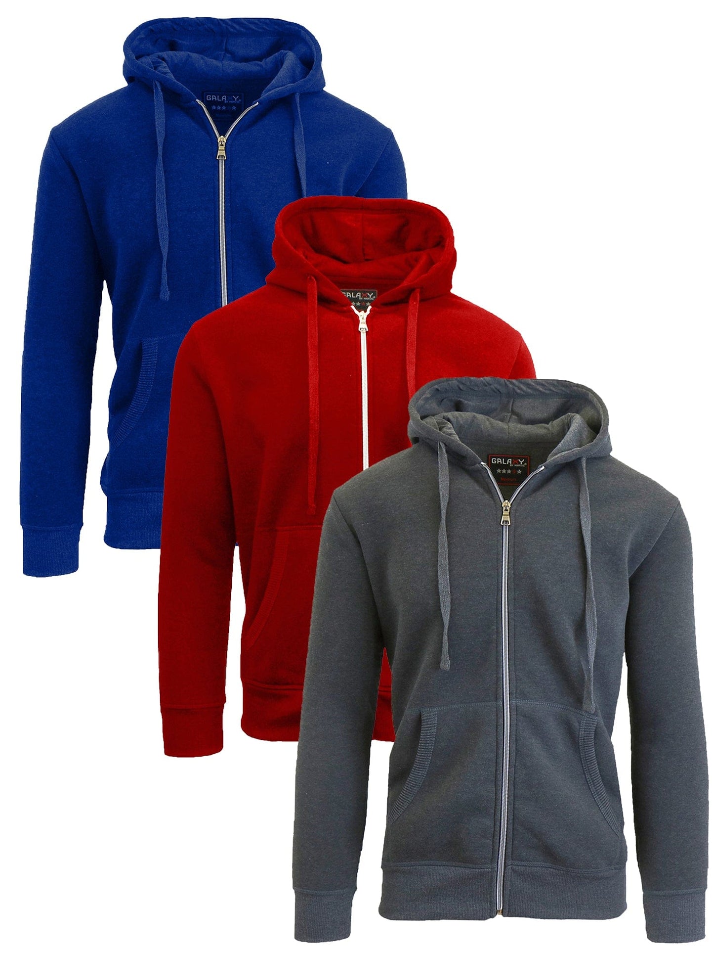 3-Pack Galaxy By Harvic Boy's Fleece-Lined Zip Hoodie (S-XL) - GalaxybyHarvic