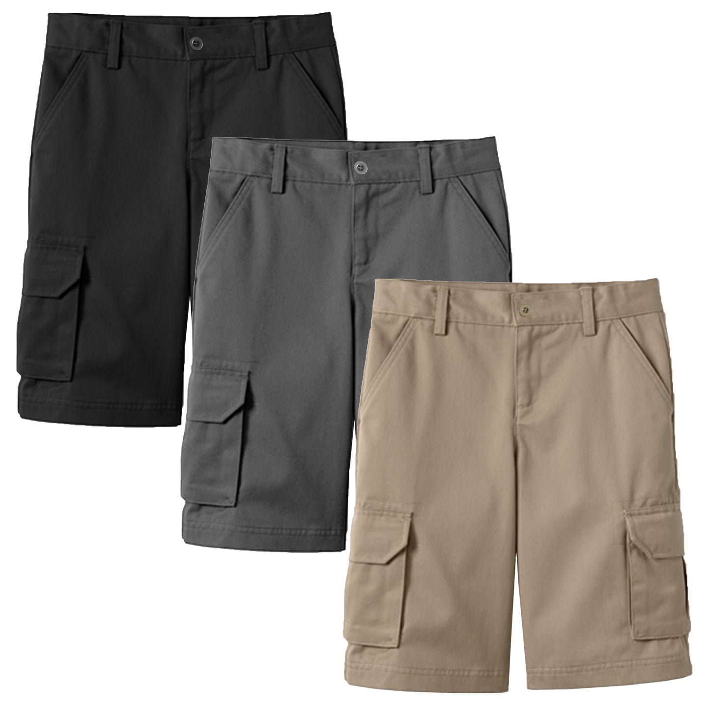 3-Pack Boy's Stretch Cotton Cargo Shorts (Sizes, 8-18) - GalaxybyHarvic