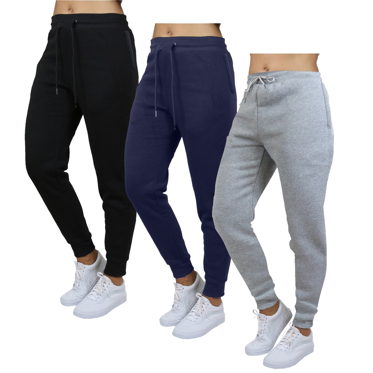 Galaxy by Harvic 3-Pack Women's Loose Fit Fleece Jogger Sweatpants (S-3XL)