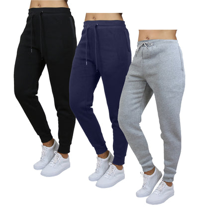 Galaxy by Harvic 3-Pack Women's Loose Fit Fleece Jogger Sweatpants (S-3XL)