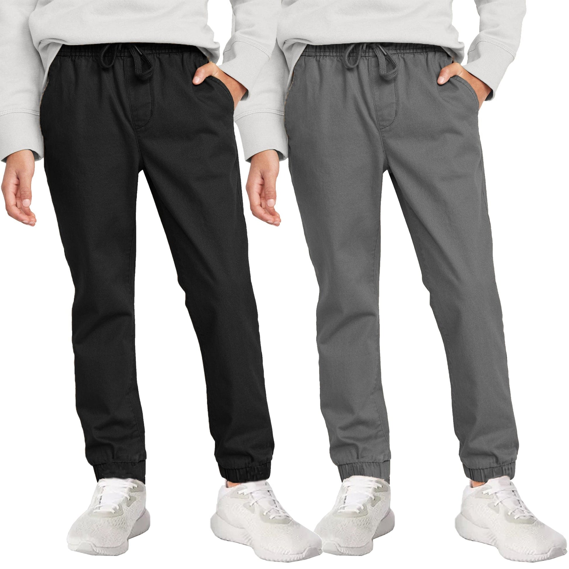 2-Pack Boy's Slim Fitting Cotton Stretch Classic Twill Joggers - GalaxybyHarvic