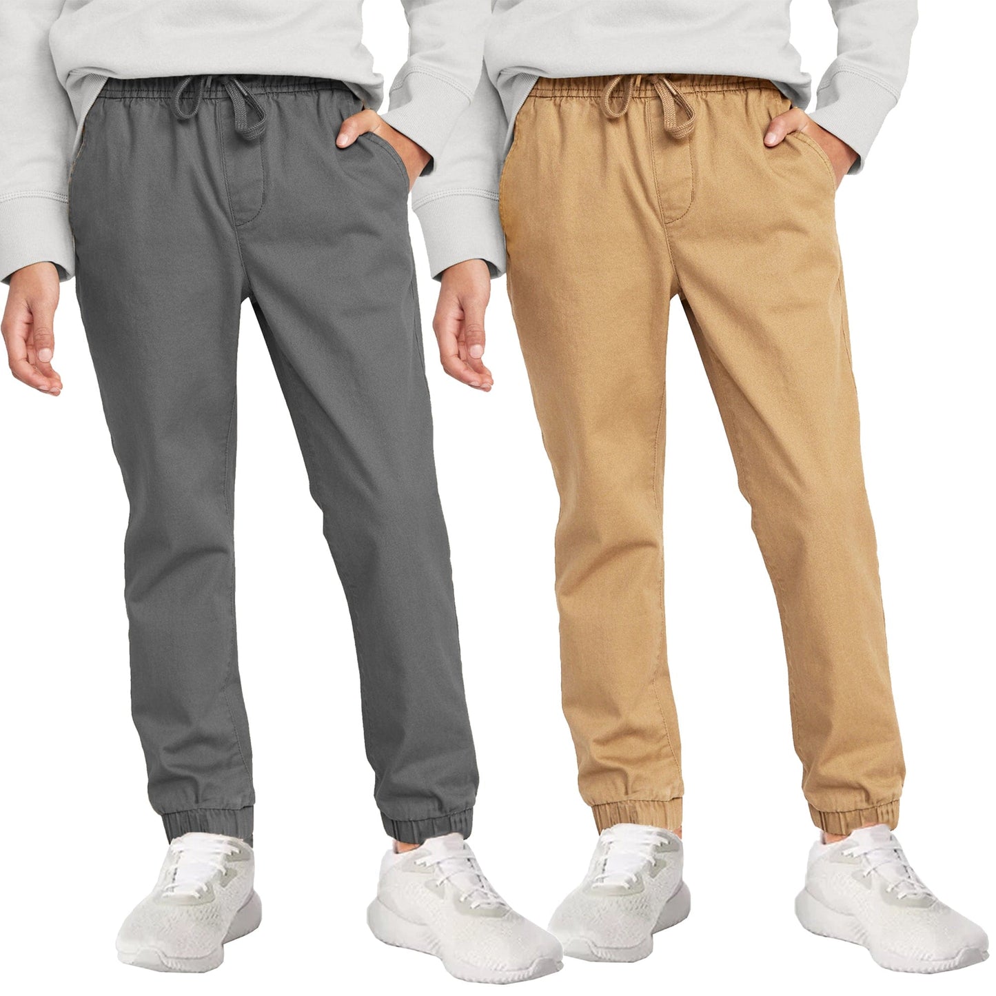 2-Pack Boy's Slim Fitting Cotton Stretch Classic Twill Joggers - GalaxybyHarvic