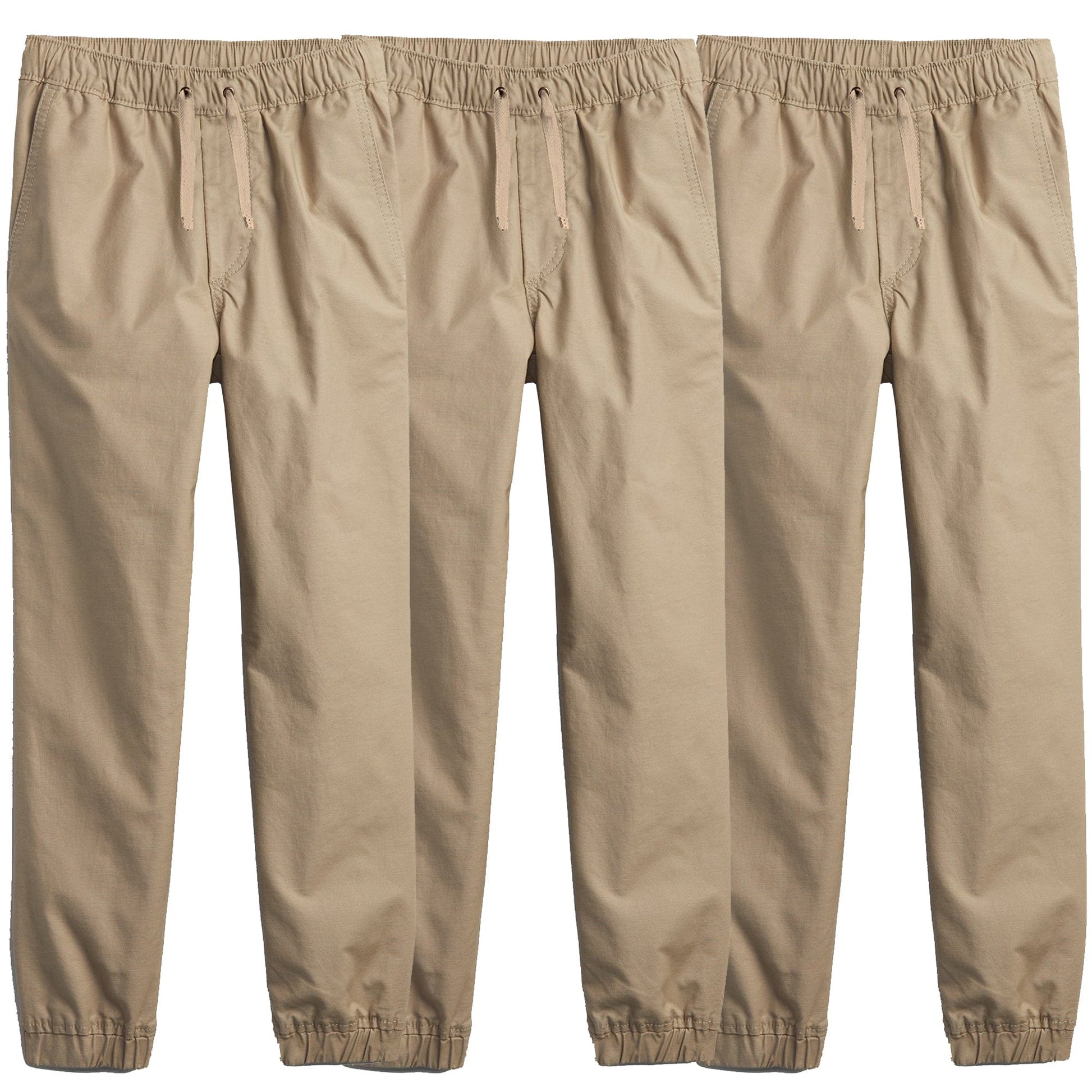 Boy's 3-Pack Slim Fitting Cotton Stretch Classic Twill Joggers - GalaxybyHarvic