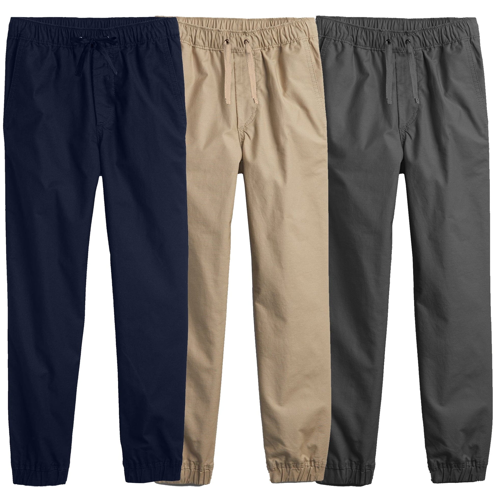 Boy's 3-Pack Slim Fitting Cotton Stretch Classic Twill Joggers - GalaxybyHarvic