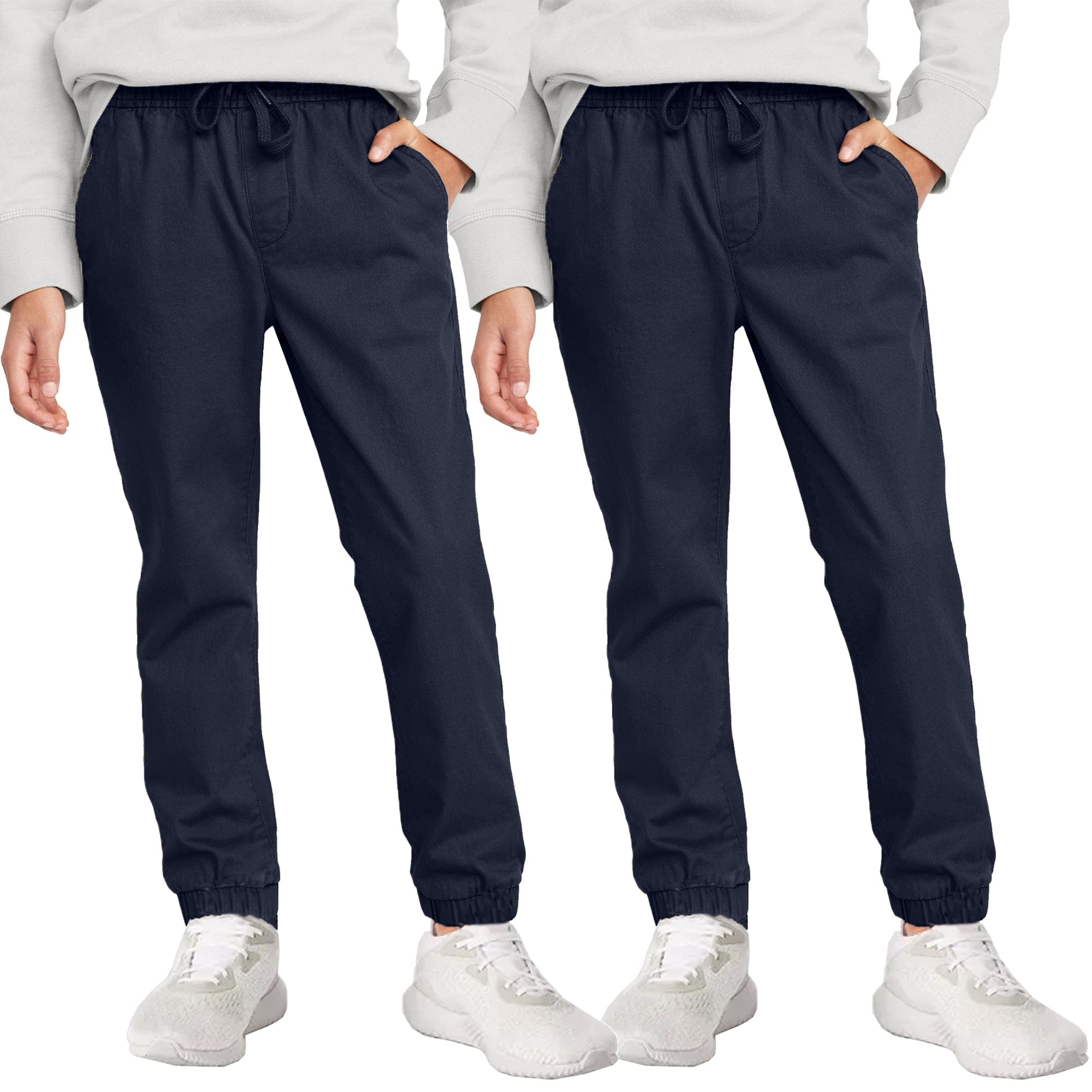 2 Pack Boy s Slim Fitting Cotton Stretch Classic Twill Joggers