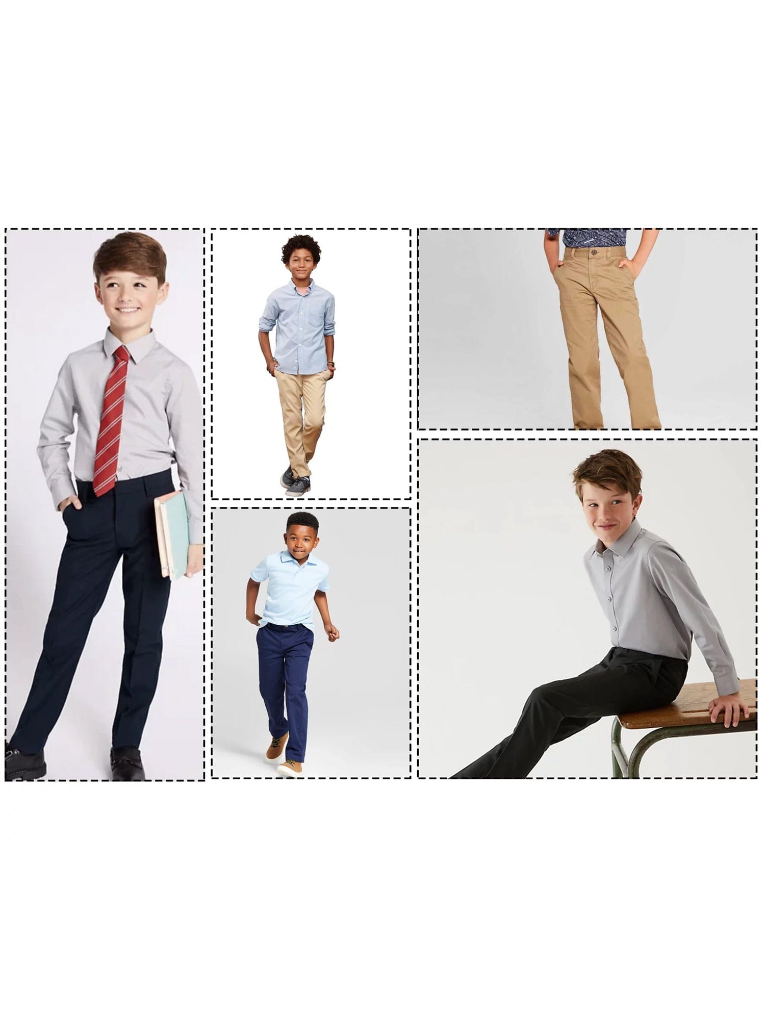Boys Slim Straight Flat Front School Uniform Pants – GalaxybyHarvic