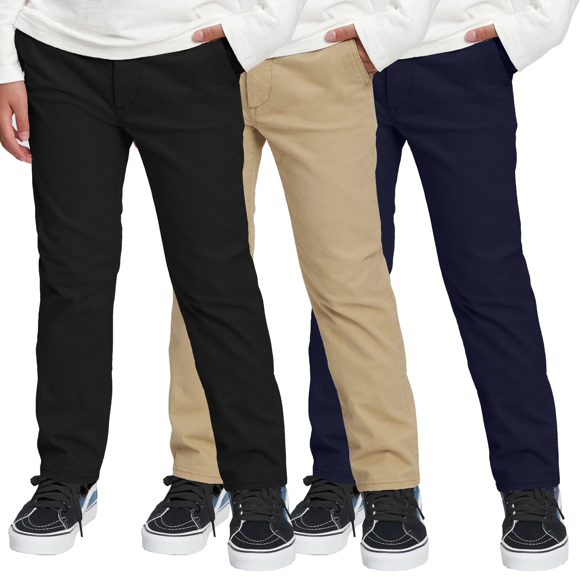 Boys Slim Straight Flat Front School Uniform Pants – GalaxybyHarvic