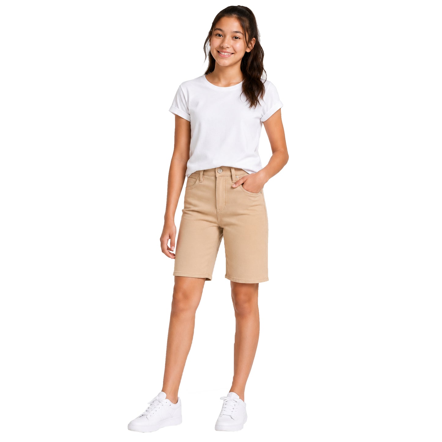 Juniors School Uniform Super Stretch Bermuda Shorts - GalaxybyHarvic