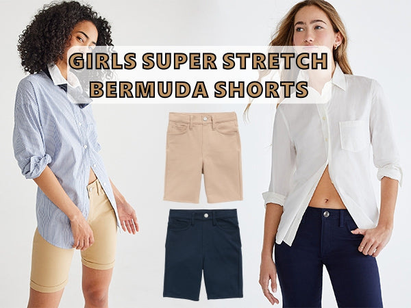 Juniors School Uniform Super Stretch Bermuda Shorts - GalaxybyHarvic