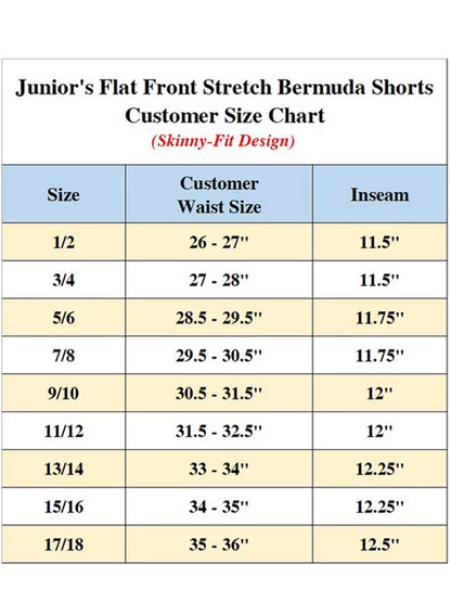 Juniors School Uniform Super Stretch Bermuda Shorts - GalaxybyHarvic