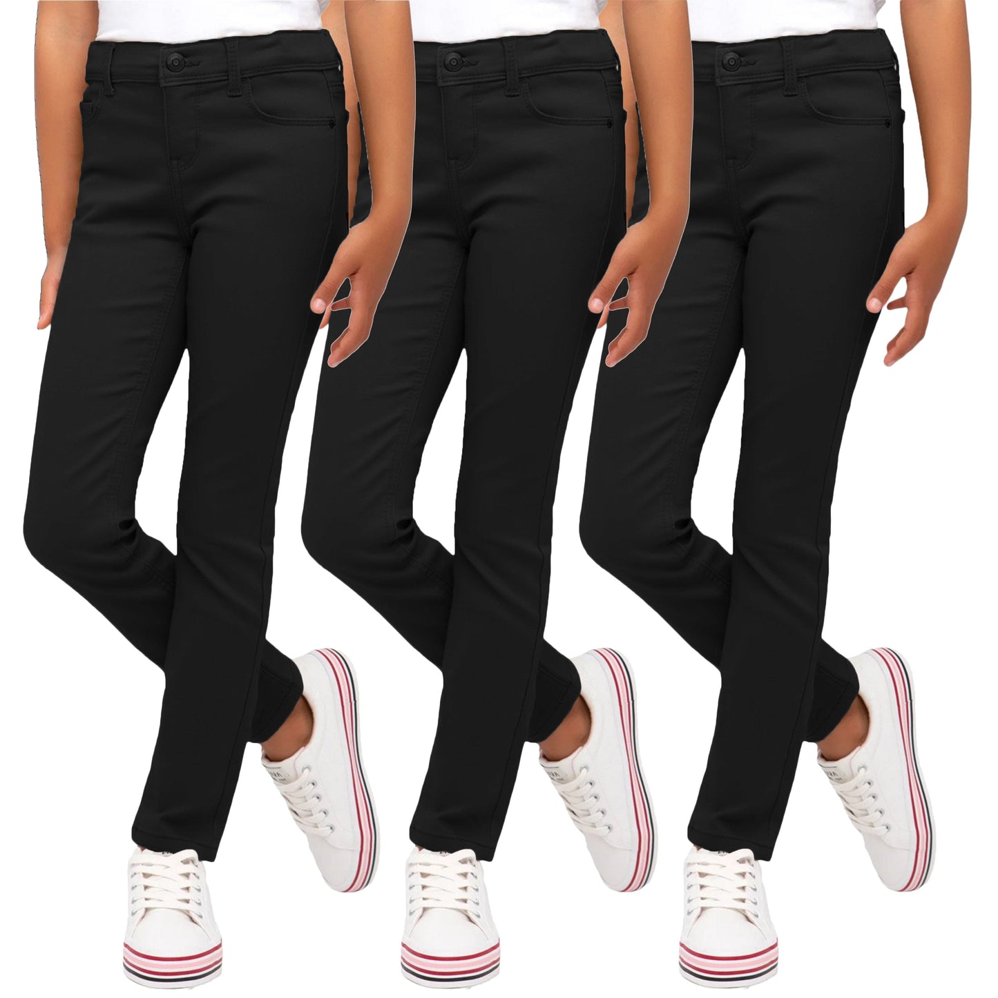 Girl 's Black Stretch School Uniform Pants 5-16