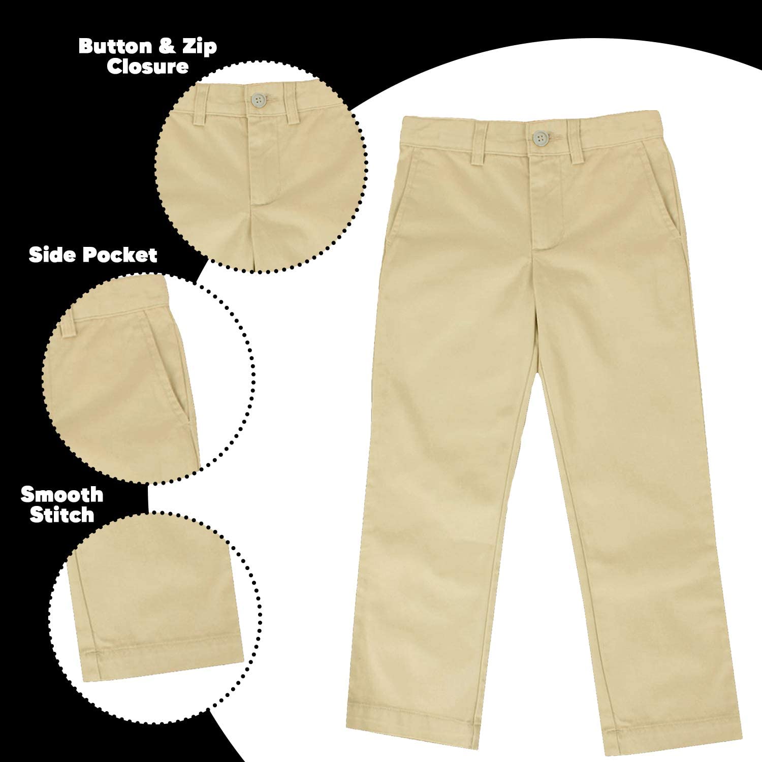 Boys Uniform Twill Woven Stretch Pull On Straight Chino Pants | The  Children's Place - FLAX