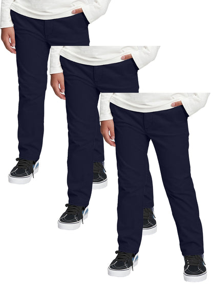 Boy's (3-PACK) Stretch Slim Fit School Uniform Pants - GalaxybyHarvic
