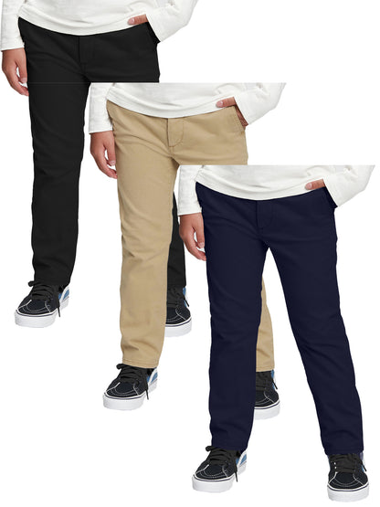 Boy's (3-PACK) Stretch Slim Fit School Uniform Pants