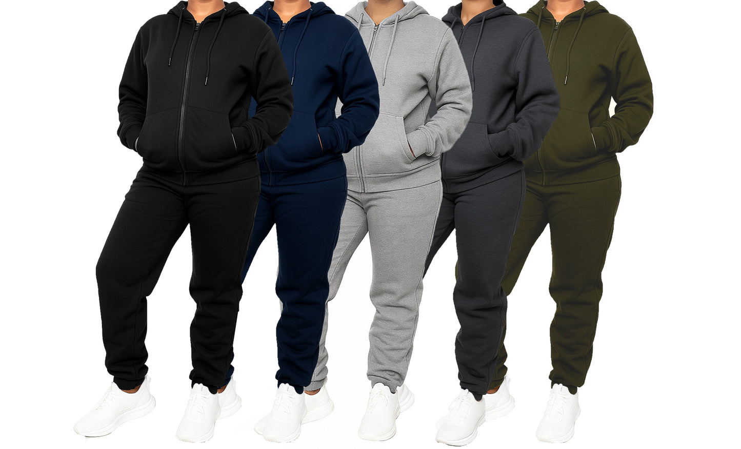 Women's 2-Piece Fleece-Lined Full Zip Oversize Loose Fit Hoodie & Jogger Track Set