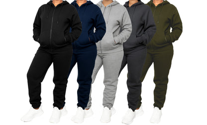 Women's 2-Piece Fleece-Lined Full Zip Oversize Loose Fit Hoodie & Jogger Track Set
