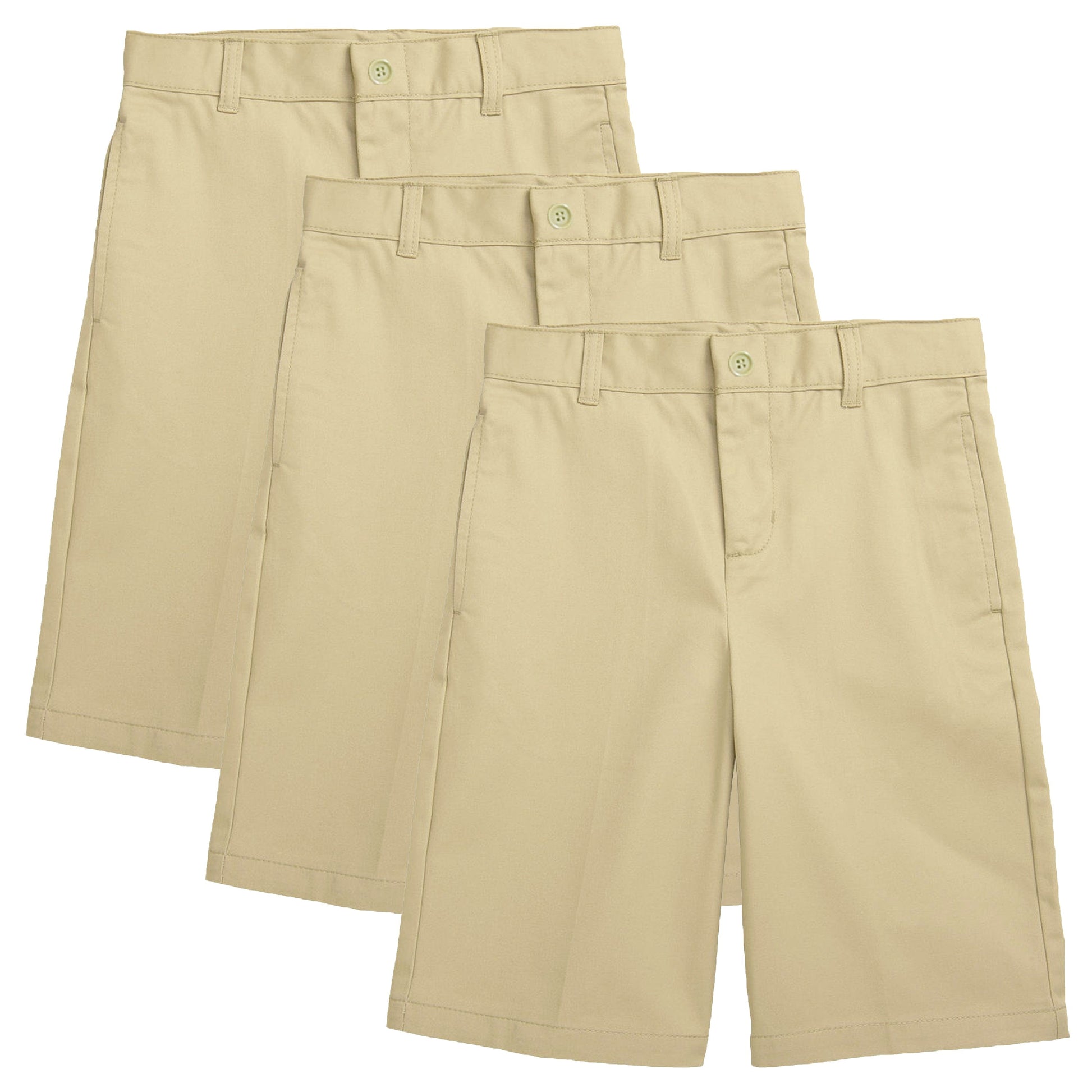 Boys (3-Pack) Stretch Flat Front Twill School Uniform Shorts - GalaxybyHarvic