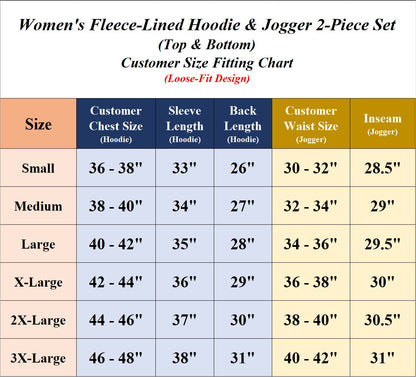 Women’s Soft Fleece Cotton Blend Loose Fit Pullover Hoodie & Sweatpants Jogging Set