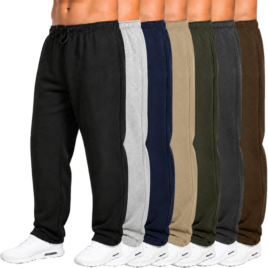 Mens Fleece Lined Open Bottom Sweatpants With Pockets, Workout Joggers Casual (S-2XL) - GalaxybyHarvic