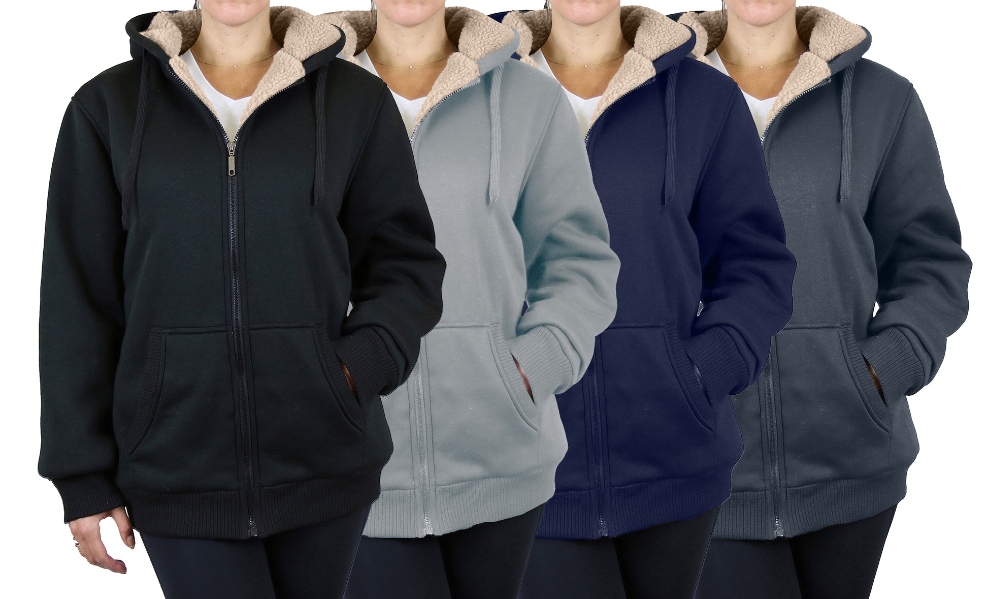 Women's Loose Fit Tech Sherpa Fleece-Lined Zip Hoodie - GalaxybyHarvic