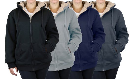 Women's Loose Fit Tech Sherpa Fleece-Lined Zip Hoodie - GalaxybyHarvic