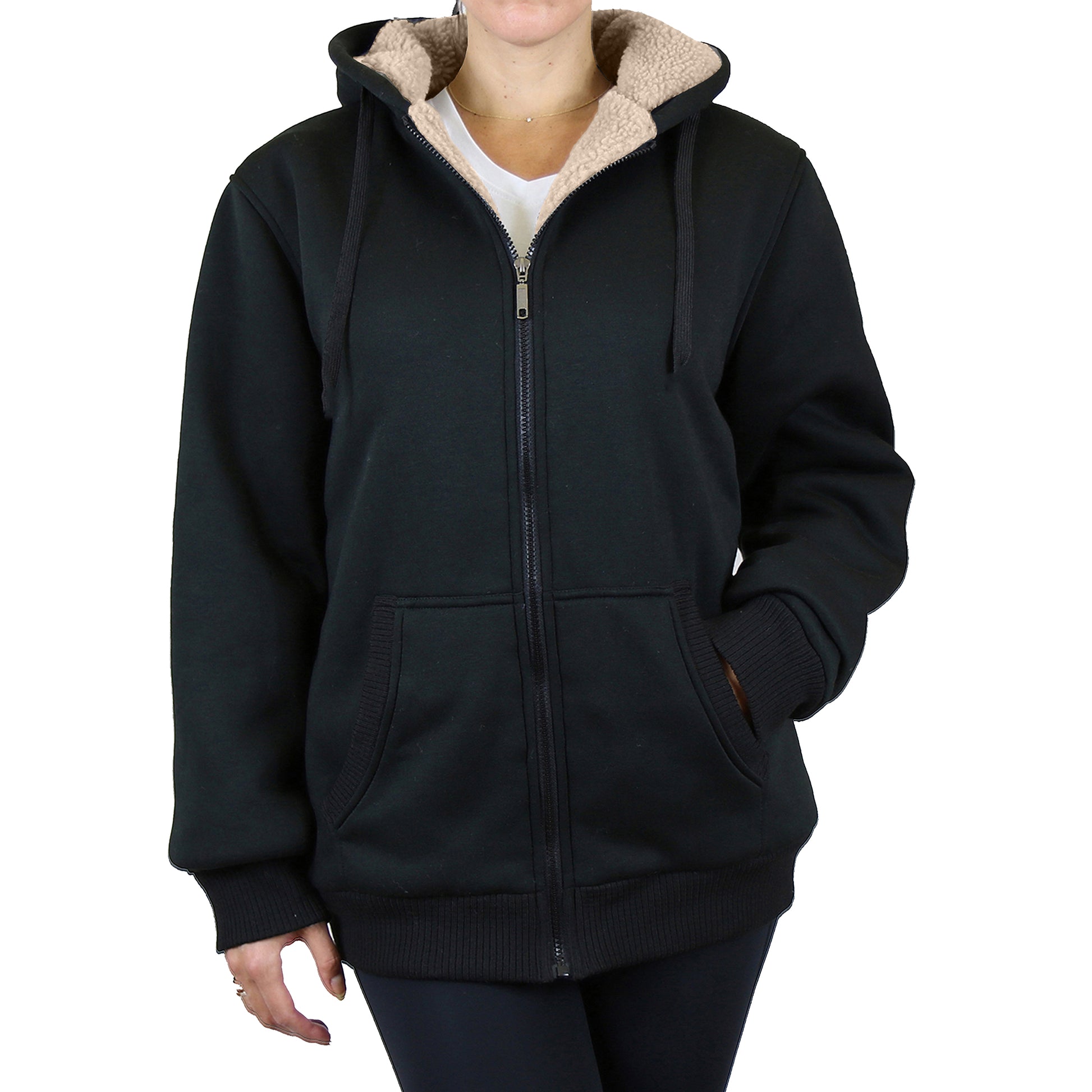 Women's Loose Fit Tech Sherpa Fleece-Lined Zip Hoodie - GalaxybyHarvic