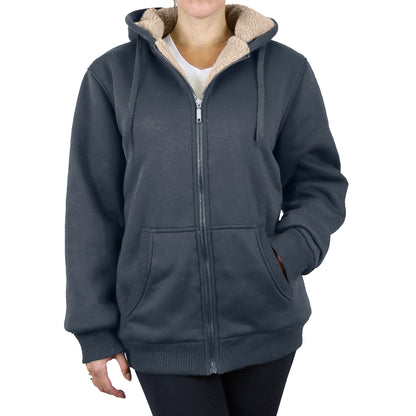 Women's Loose Fit Tech Sherpa Fleece-Lined Zip Hoodie - GalaxybyHarvic