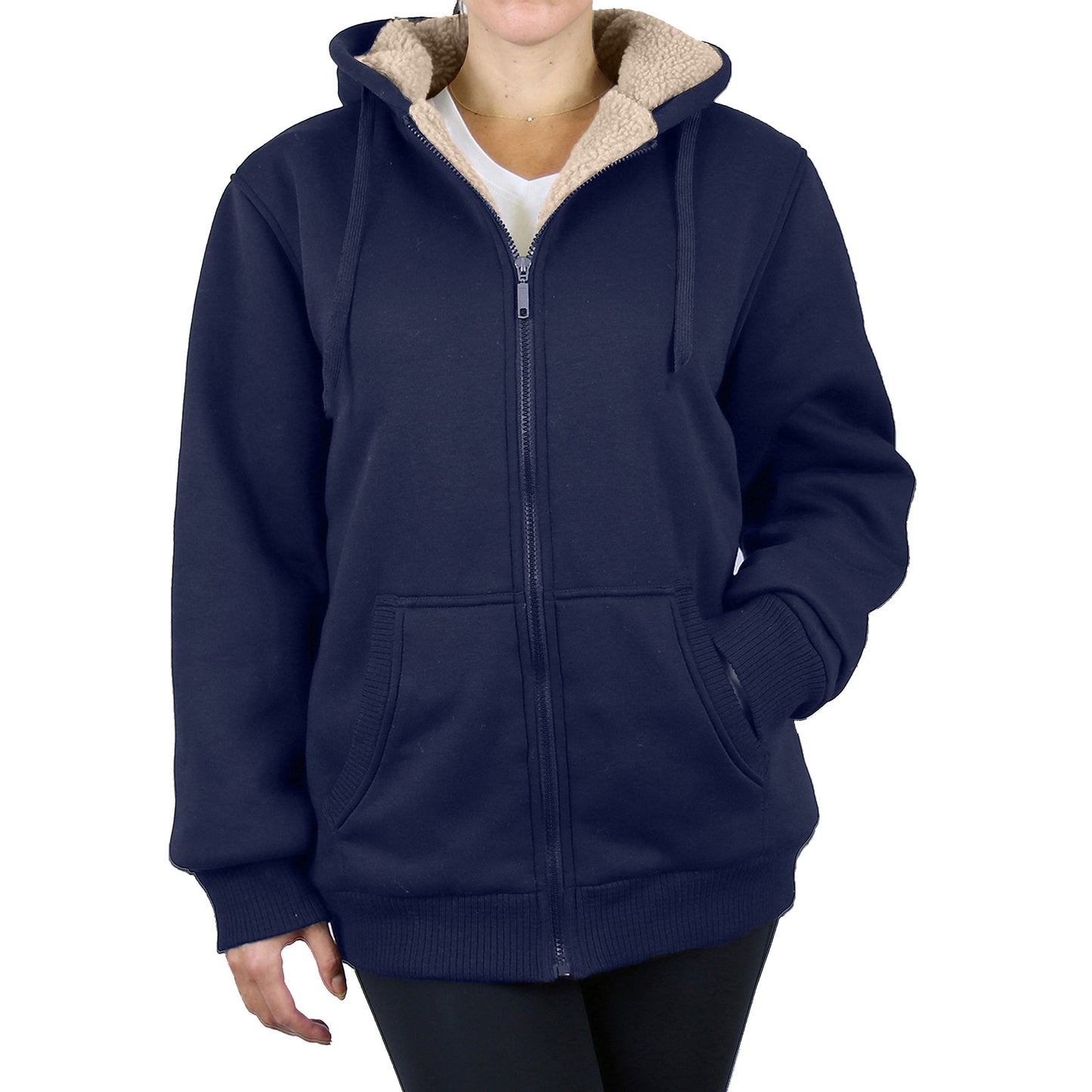 Women's Loose Fit Tech Sherpa Fleece-Lined Zip Hoodie - GalaxybyHarvic