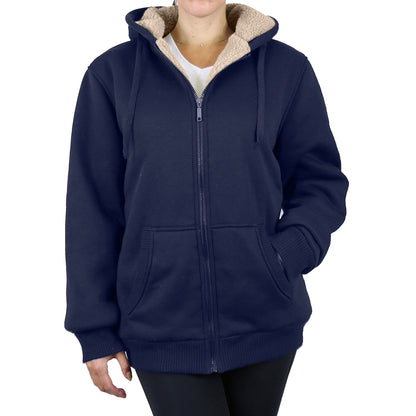 Women's Loose Fit Tech Sherpa Fleece-Lined Zip Hoodie - GalaxybyHarvic
