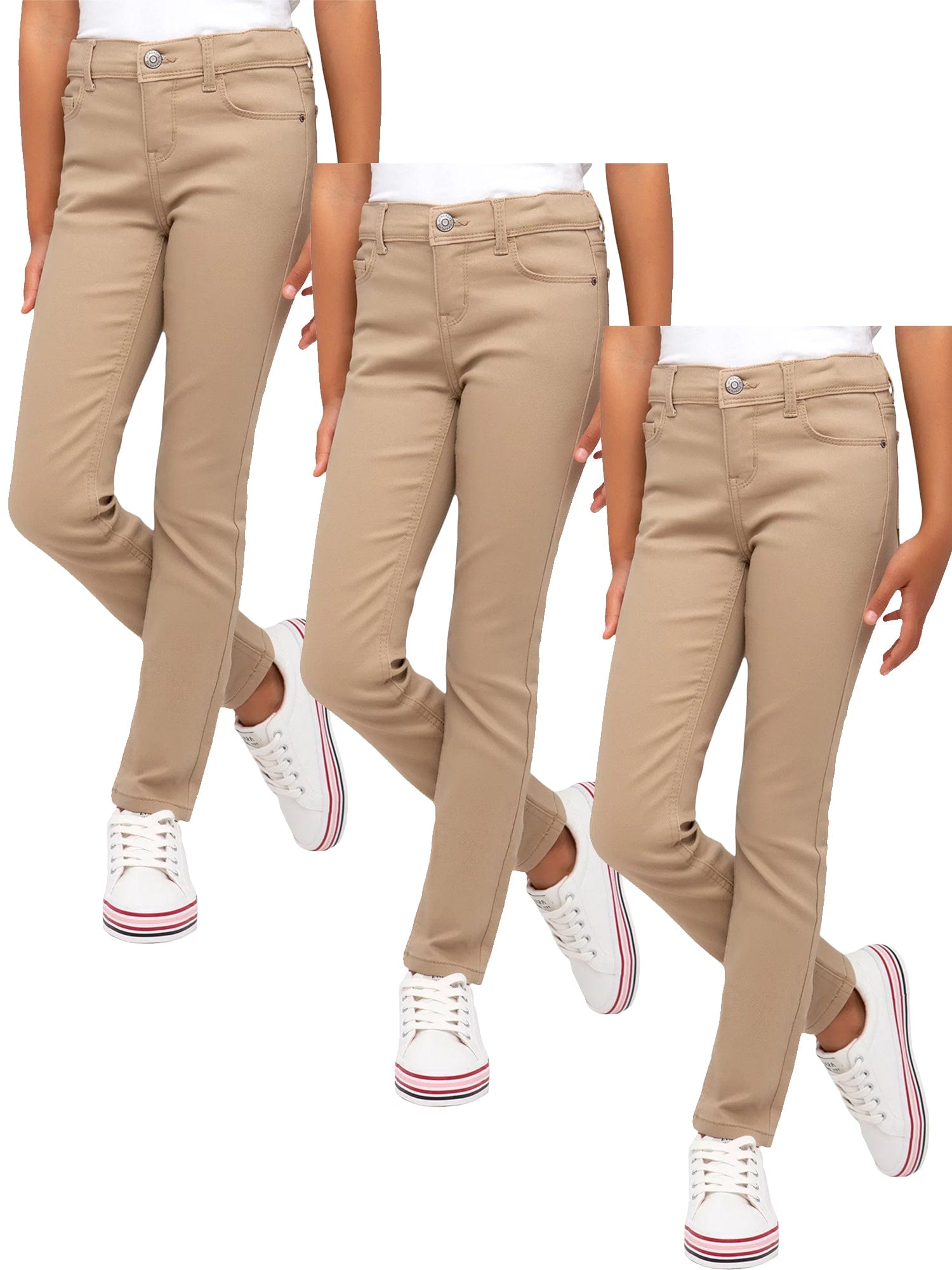 Girl's (3-PACK) Stretch Pencil Skinny Uniform Pants - GalaxybyHarvic