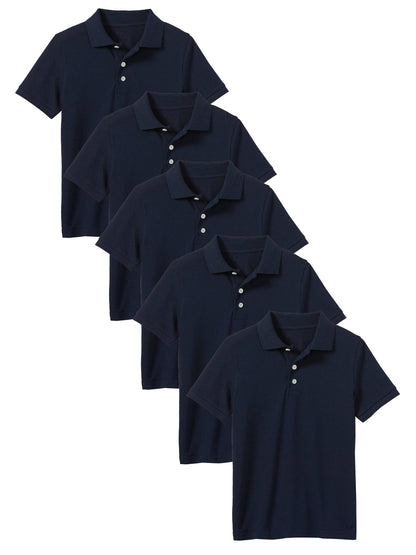 Paquete de 5 camisetas polo sin etiquetas de uniforme escolar para niños pequeños y grandes