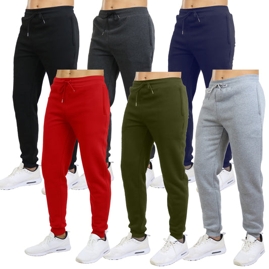 Galaxy by Harvic 3-Pack Mens Slim Fit Fleece Jogger Sweatpants (S-2XL)