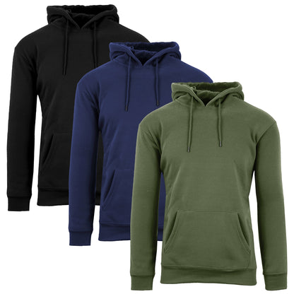 3-Pack Mens Heavyweight Fleece Lined Pullover Hoodie 3 Pack (S-2XL)