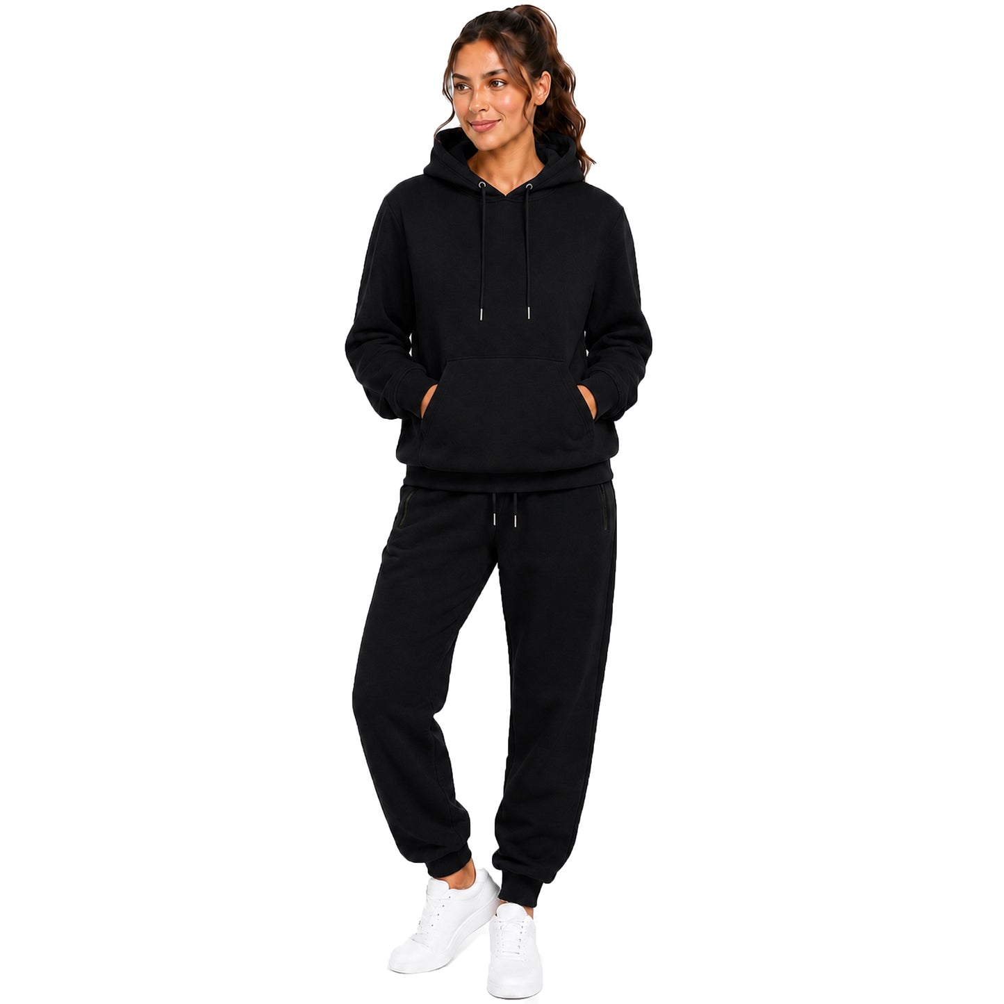 Women’s Soft Fleece Cotton Blend Loose Fit Pullover Hoodie & Sweatpants Jogging Set
