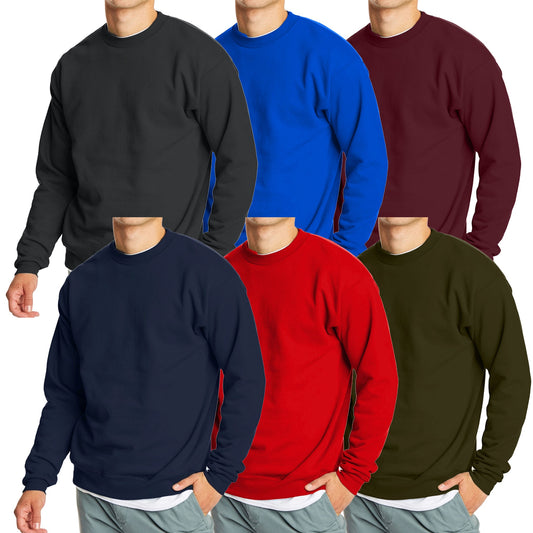3-Pack Men's Crew Neck Fleece-Lined Pullover Sweatshirt (S-2XL)