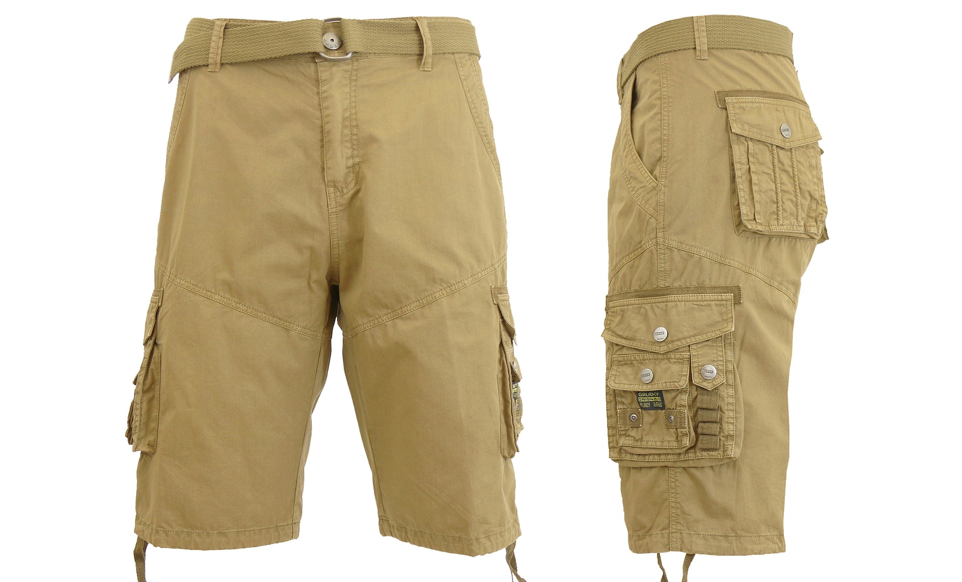 Mens Belted Cotton Vintage Cargo Shorts - GalaxybyHarvic