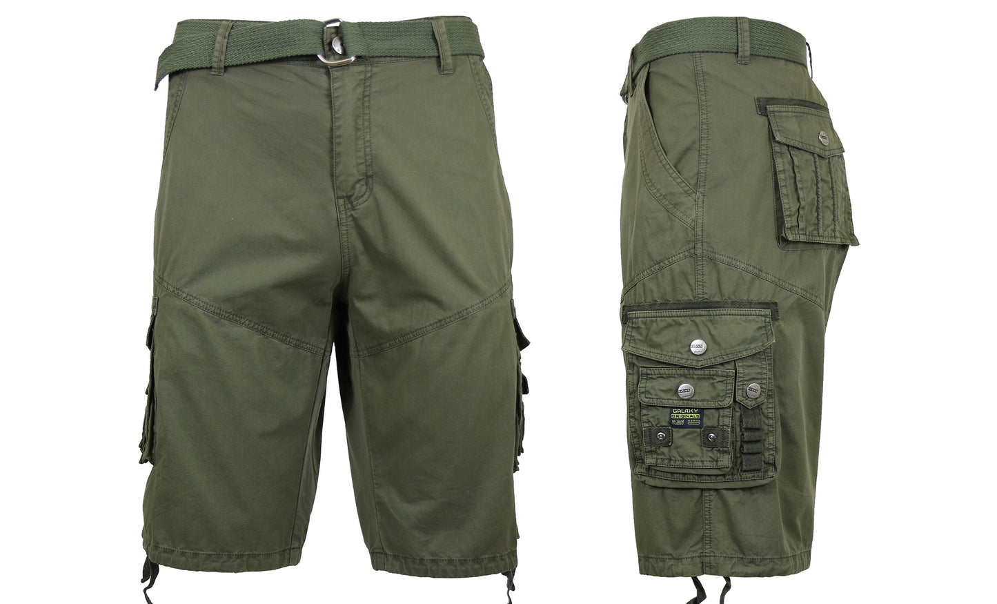 Mens Belted Cotton Vintage Cargo Shorts - GalaxybyHarvic