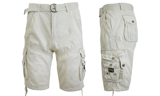 Mens Belted Cotton Vintage Cargo Shorts - GalaxybyHarvic